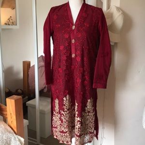Maroon with beige Pakistani/Indian Eid dress